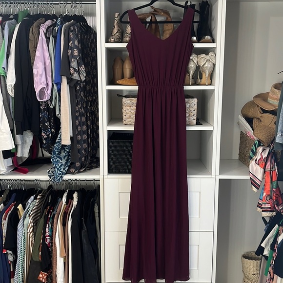 Show Me Your Mumu Kendall Maxi Party DRESS DARK CHERRY Merlot Chiffon Small S - Picture 3 of 10